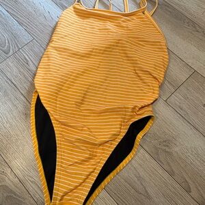 Striped Yellow One-Piece Swimsuit